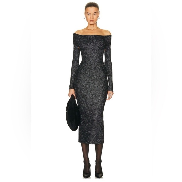 KHAITE Dresses & Skirts - KHAITE Marisole Shimmering Black Long Sleeve Dress Size XS NWT AUTHENTIC